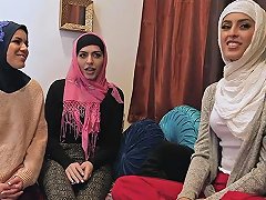 Hot Muslim Besties Feasting And Sucking A Big Cock